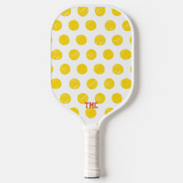 Pickleball Initials Yellow Polka Dot Sports Pickleball Schläger