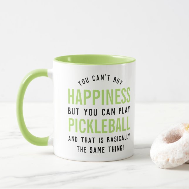 Pickleball ist Glück Funny Pickleball Geschenk Tasse (Mit Donut)