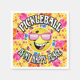 Pickleball ist mein glücklicher Ort - farbenfrohe Serviette