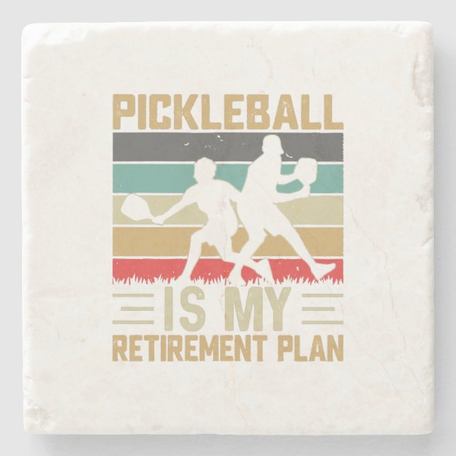 Pickleball ist mein Rentenplan Funny Pickleball Steinuntersetzer (Vorderseite)