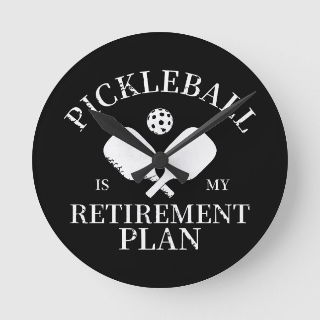 pickleball ist meine Pflanze in Rente Runde Wanduhr (Vorderseite)