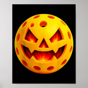 Pickleball Jack O Lantern Kürbislächeln Frohe Hall Poster