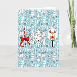 Pickleball Joy Christmas Ho Ho Ho Ho Snowballs Blu Karte