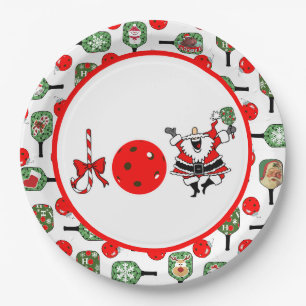 Pickleball Joy Christmas Party Red Green Paddles Pappteller
