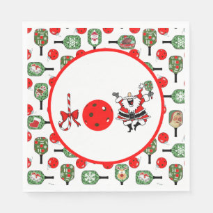 Pickleball Joy Christmas Party Red Green Paddles Serviette
