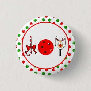 Pickleball Joy Christmas Party Rote Grüne Ornament Button