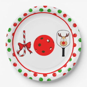 Pickleball Joy Christmas Party Rote Grüne Ornament Pappteller