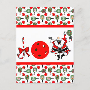 Pickleball Joy Christmas Party Santa Paddles Postkarte