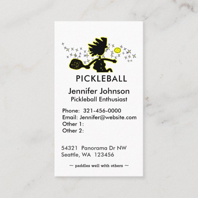 Pickleball Joyful Silhouette Business Card Visitenkarte (Vorderseite)