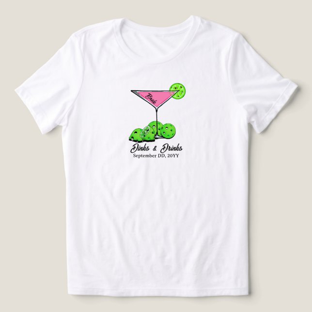 Pickleball-Junggesellinnenabschied Dinks & Drinks  Tri-Blend Shirt (Design Vorderseite)