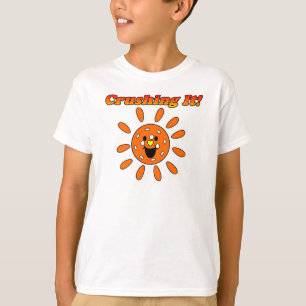 Pickleball Kid, zerkleinert - orangefarbener Sonne T-Shirt
