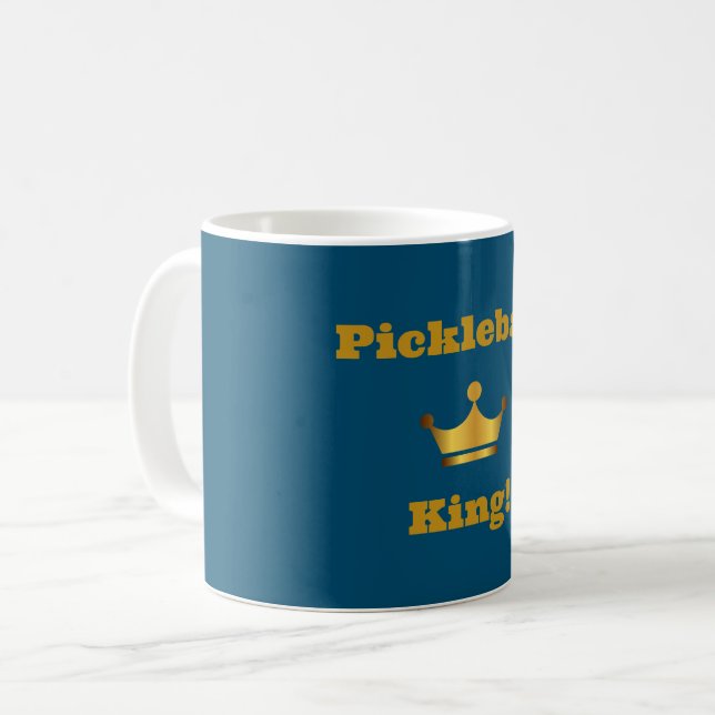 Pickleball King coffee Tasse - blau & gold (Vorderseite Links)
