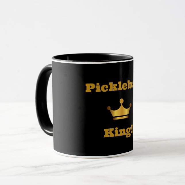 Pickleball King coffee Tasse - schwarz & gold (Vorderseite Links)