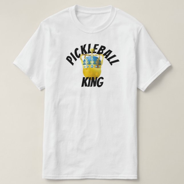 Pickleball King, Gelbes Pickleball mit einer Krone T-Shirt (Design vorne)