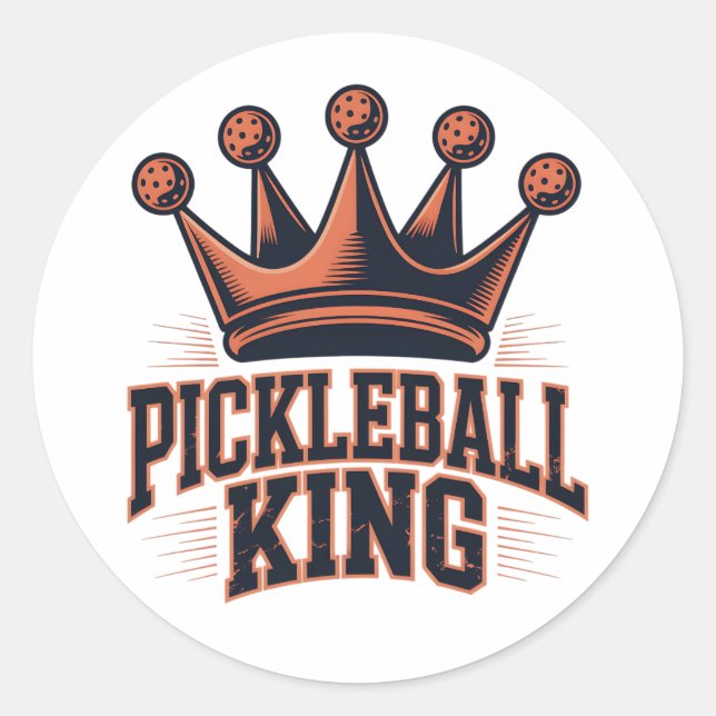 Pickleball King Runder Aufkleber (Vorderseite)