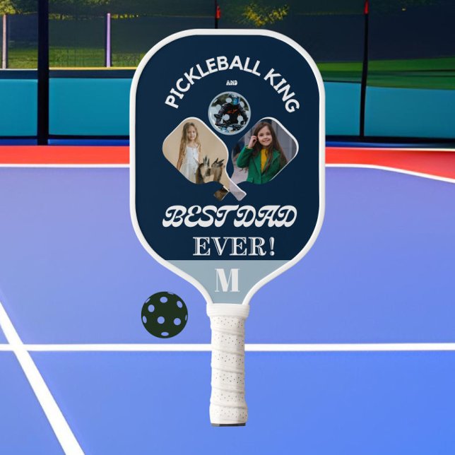 Pickleball King und Best Vater je 3 Foto Grid Pickleball Schläger (Von Creator hochgeladen)
