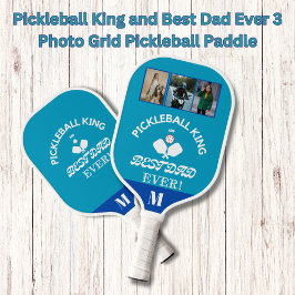 Pickleball King und Best Vater je 3 Foto Grid Pickleball Schläger