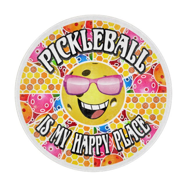 Pickleball Kitchen My Happy Place Funny Niedlich Schneidebrett (Vorderseite)