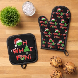 Pickleball Kitchen Oh, was Spaß Weihnachten Schwar Ofenhandschuh & Topflappen-Set