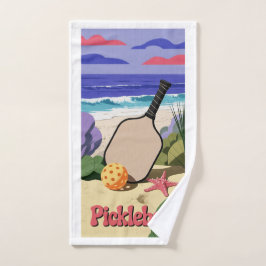 Pickleball-Küste Paddle-Szene mit Starfish Handtuch