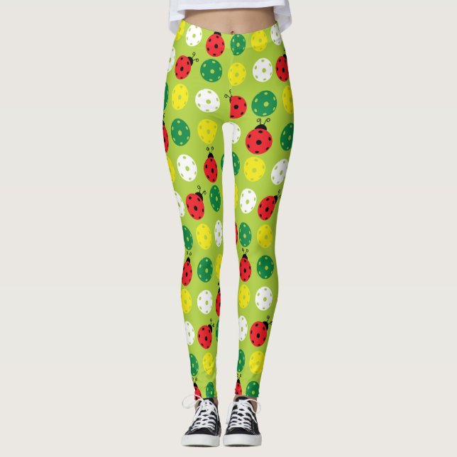 Pickleball Ladybugs und Picklabors auf frischem Gr Leggings (Vorderseite)