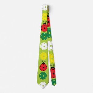 Pickleball Ladybugs und Pickleballs auf frisch grü Krawatte