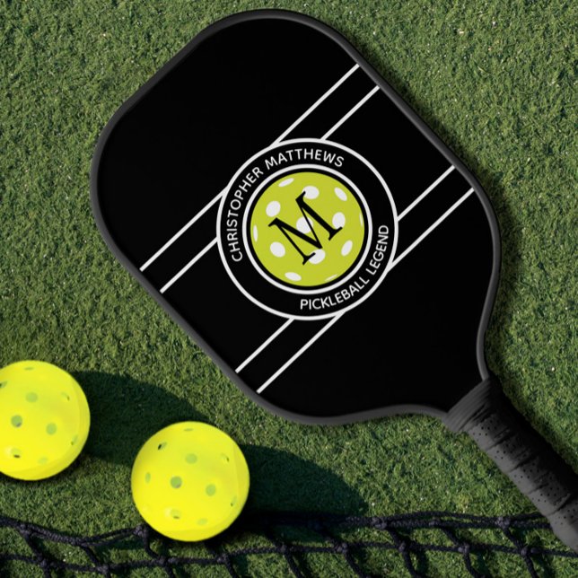 Pickleball Legend Custom Quote Name Initial Black Pickleball Schläger (Von Creator hochgeladen)