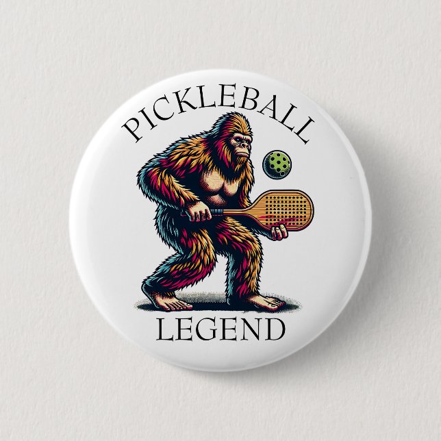 Pickleball Legend | Funny Bigfoot Button (Vorderseite)