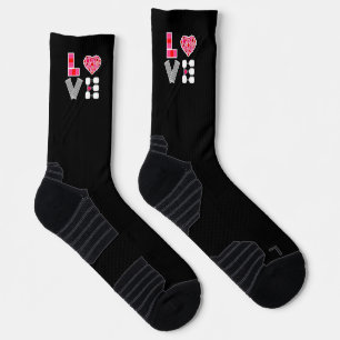 Pickleball Liebe Heart Court Balls Paddle Black Socken