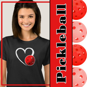 Pickleball-Liebe Weißes Herz - Rotes Pickleball T-Shirt