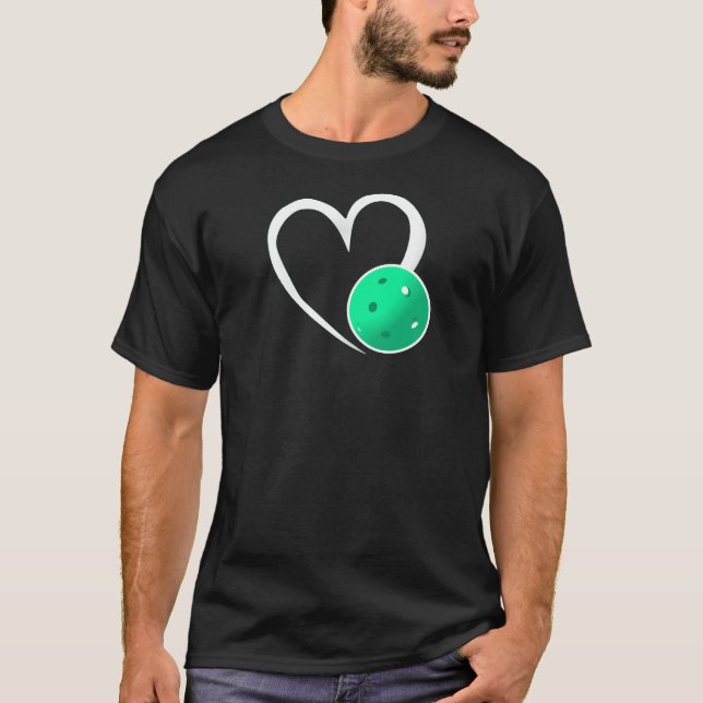 Pickleball Liebe Weißes Herz Türkis Pickleball T-Shirt (Vorderseite)