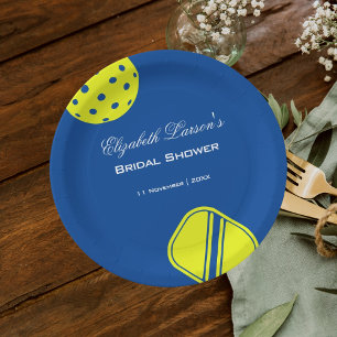 Pickleball Liebhaber Brautparty Neon Blau Pappteller