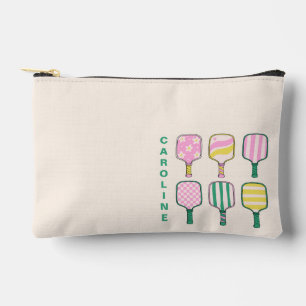Pickleball Liebhaber Retro Rosa Grün Personalisier Zubehörtasche