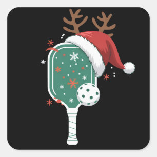 Pickleball-Liebhaber Sport Weihnachten Santa Hut Quadratischer Aufkleber