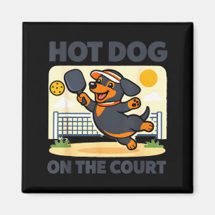Pickleball-Liebhaber Wiener Dachshund Hot Dog auf Magnet