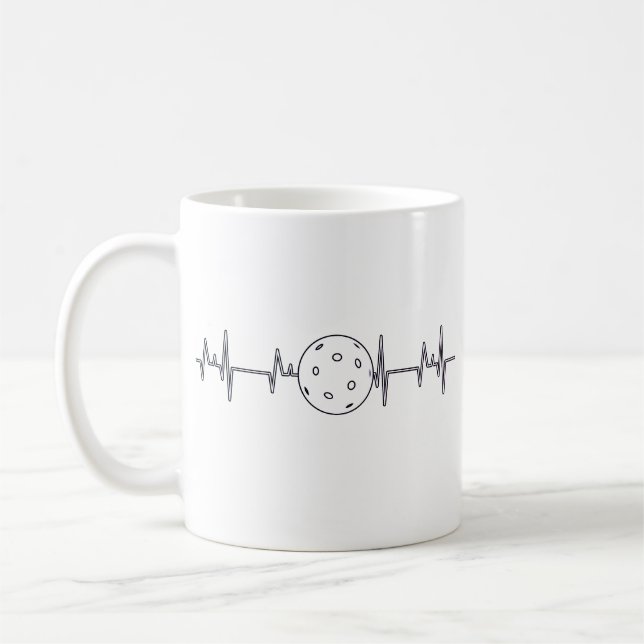 Pickleball Liebhaber's Heartbeat Line Geschenk Kaffeetasse (Links)