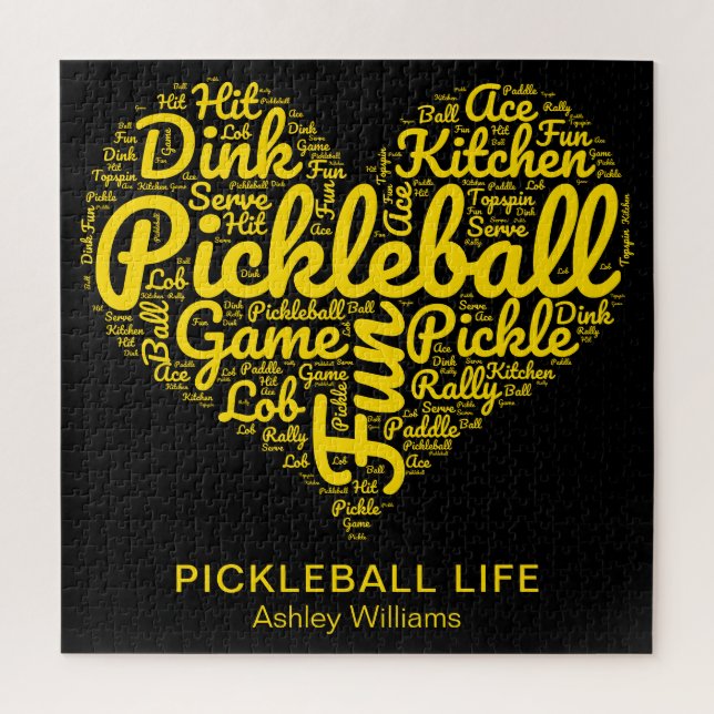 Pickleball Life Word Art Typografie Personalisiert Puzzle (Vertikal)