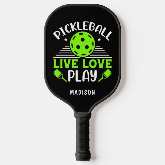 Pickleball Live Liebe Play Typografie Name Schläger (Vorderseite)