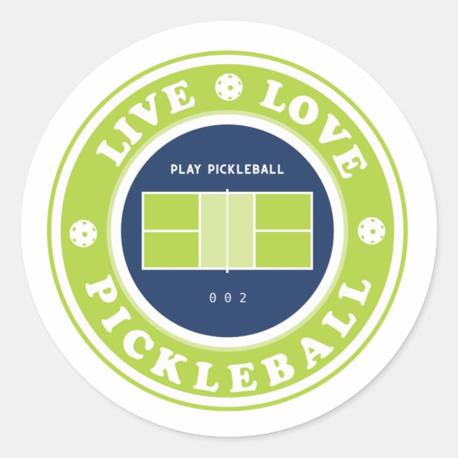 Pickleball: Live-Live-Pickleball Runder Aufkleber (Vorderseite)