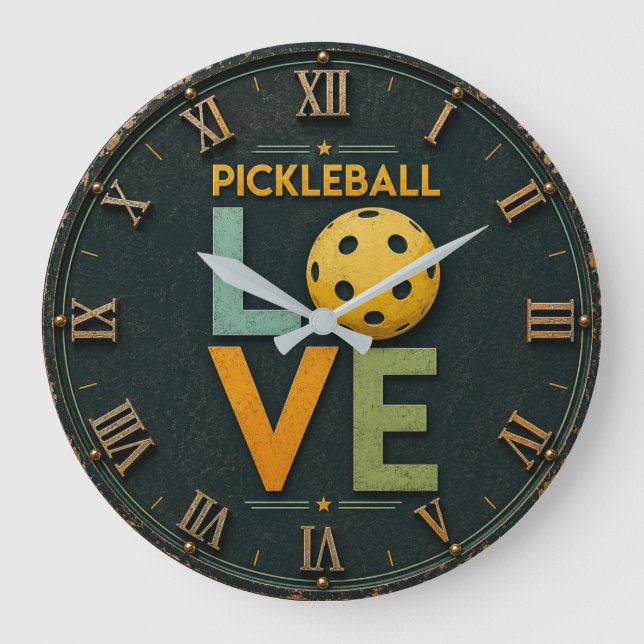 Pickleball Love Paddle Ball  Große Wanduhr (Vorderseite)