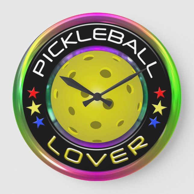 Pickleball-Lover-1-Optionen Große Wanduhr (Vorderseite)