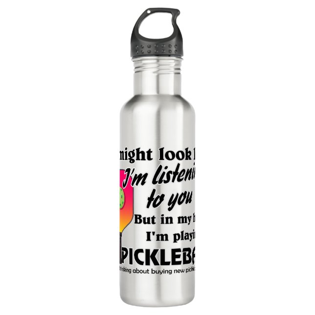 Pickleball Lover in meinem Kopf spiele ich Pickleb Edelstahlflasche (Vorderseite)