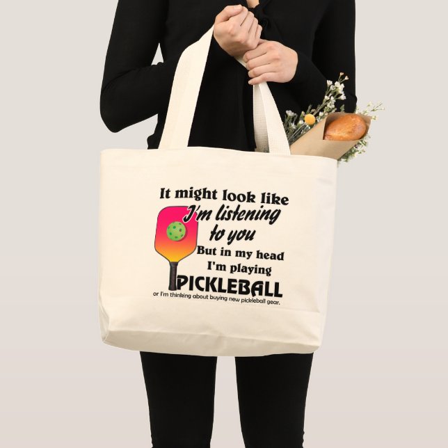 Pickleball Lover in meinem Kopf spiele ich Pickleb Jumbo Stoffbeutel (Vorderseite (Produkt))