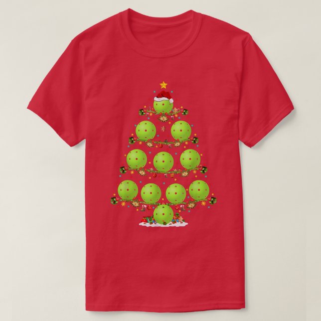 Pickleball Lover Lighting Santa Pickleball Christm T-Shirt (Design vorne)