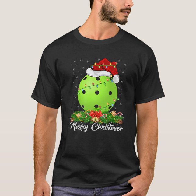 Pickleball Lover Matching Weihnachtsmannmütze Pick T-Shirt (Vorderseite)