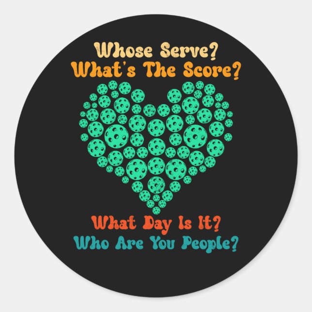 Pickleball Lover Pickleball Player, der wem servie Runder Aufkleber (Vorderseite)