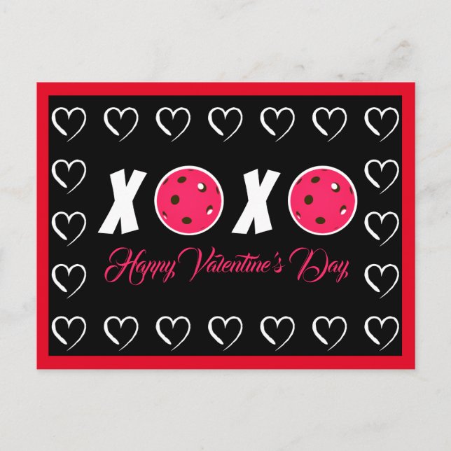 Pickleball Lover Valentine XOXO Pickleballs Postkarte (Vorderseite)