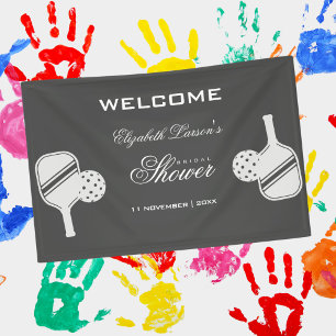 Pickleball Lovers Brautparty Black & White Banner