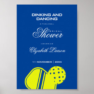 Pickleball Lovers Brautparty Neon Blue Poster