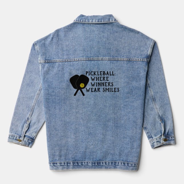 Pickleball Lover's Dream witziger roter Slogan Jeansjacke (Rückseite)